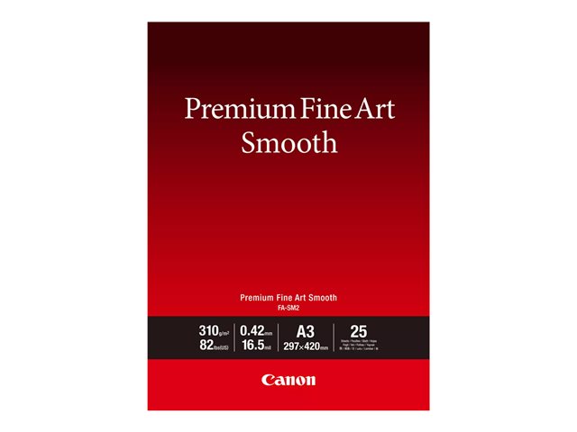 Canon Premium Fine Art FA-SM2 - Smooth - 16.5 mil - A3 (297 x 420 mm) - 310 g/m² - 82 lbs - 25 sheet(s) photo paper - for imagePROGRAF PRO-1000, PRO-300, PIXMA PRO-10S