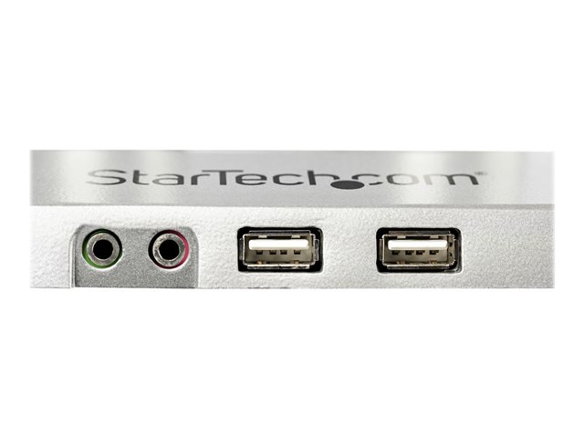 StarTech.com Desk Mount Dual Monitor Arm with USB & Audio, Grommet/Desk Clamp VESA Mount for up to 32 inch Displays, 2x USB, 2x 3.5mm audio, Ergonomic Full Motion Dual Monitor Arm, Silver - One-touch Adjustment (ARMSLIMDUOS) - Mounting kit - adjustable arm - for 2 monitors - aluminium - black - screen size: 15\"-32\" - desk-mountable