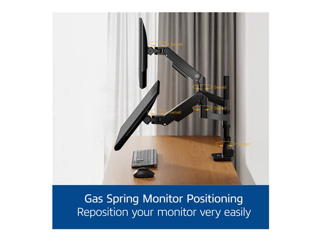 ACT - Mounting kit (monitor arm, pole mount) - for 2 LCD displays - aluminium, plastic, steel - black - screen size: 17\"-49\"