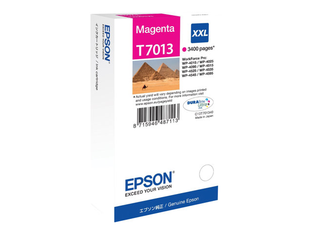 Epson T7013 - 34.2 ml - XXL size - magenta - original - blister - ink cartridge - for WorkForce Pro WP-4015 DN, WP-4095 DN, WP-4515 DN, WP-4525 DNF, WP-4595 DNF