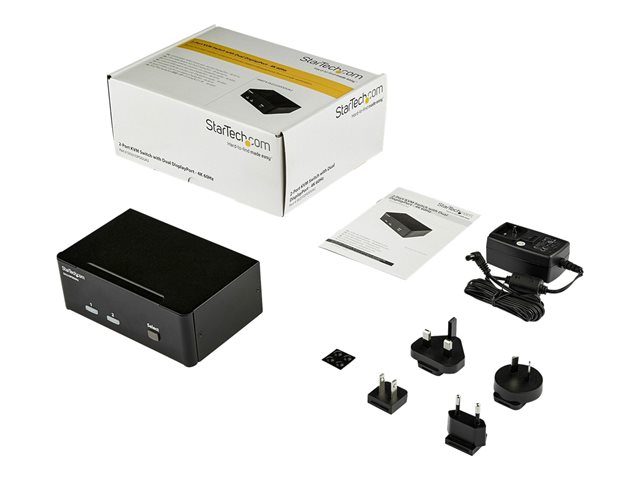 StarTech.com 2-Port DisplayPort KVM Switch - Dual-Monitor - 4K 60 - with Audio & USB Peripheral Support - DP 1.2 - USB Hub (SV231DPDDUA2) - KVM / audio / USB switch - 2 x KVM / audio / USB - 1 local user - desktop - AC 120/230 V / DC 12 V - for P/N: SVA12M2NEUA, SVA12M5NA