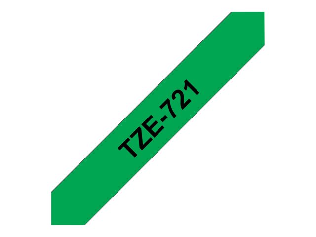 Brother TZe-721 - Black on green - Roll (0.9 cm x 8 m) 1 cassette(s) laminated tape - for Brother PT-D210, D600, H110, H200, P-Touch PT-1005, E310, H107, P-Touch Cube Plus PT-P710