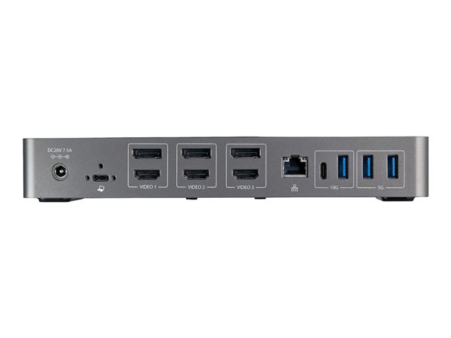 StarTech.com USB-C & USB-A Dock, Hybrid Universal Triple Monitor Laptop Docking Station w/ DisplayPort & HDMI 4K 60Hz, 85W Power Delivery, 6x USB Hub, Ethernet, Audio, USB 3.1 Gen 2 10Gbps - Multi-Monitor Dock (DK31C3HDPDUE) - Docking station - USB-C - 3 x HDMI, 3 x DP - 1GbE - 85 Watt