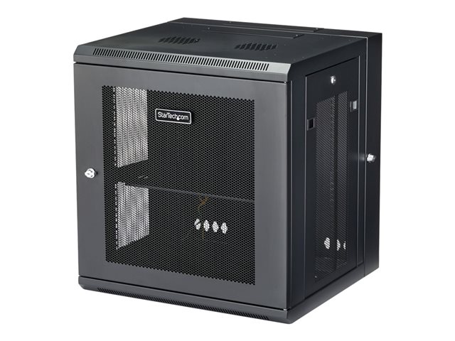 StarTech.com 12U 19\" Wall Mount Network Cabinet, 16\" Deep Hinged Locking IT Network Switch Depth Enclosure, Vented Computer Equipment Data Rack with Shelf & Flexible Side Panels, Assembled - 12U Vented Cabinet (RK12WALHM) - Rack enclosure cabinet - wall mountable - black - 12U