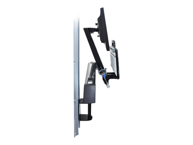 Ergotron StyleView - Mounting kit (handle, mouse holder, 2 track covers, 2 cable channels, wrist rest, barcode scanner holder, wall CPU mount, adjustable monitor arm, wall track 34\", CPU and arm track mount bracket kits, keyboard tray with left/right mouse tray, combo arm, VESA mount, medium CPU holder) - Constant Force Technology - for LCD display / PC equipment - sit-stand combo system - aluminium, high-grade plastic - polished aluminium - screen size: up to 24\"