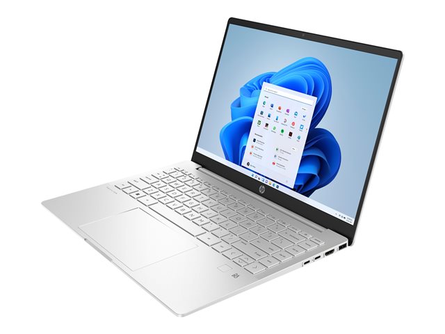 HP Pavilion Plus Laptop 14-eh0010nb - Intel Core i5 - 12500H / up to 4.5 GHz - Win 11 Home - Intel Iris Xe Graphics - 16 GB RAM - 512 GB SSD NVMe - 14\" OLED IPS 2880 x 1800 (2.8K) @ 90 Hz - Wi-Fi 6E, Bluetooth - natural silver aluminium - kbd: Belgium - with HP 2 years Onsite Hardware Support for Compaq and Pavilion Notebook with response within 3 days