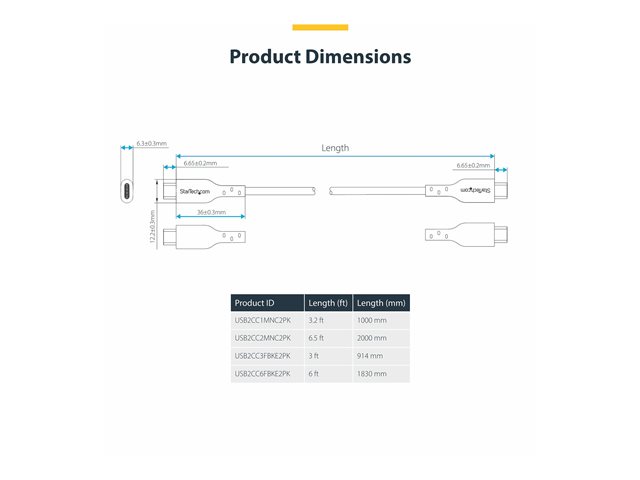 2m 6.6ft USB-C Charging Cable 60W PD