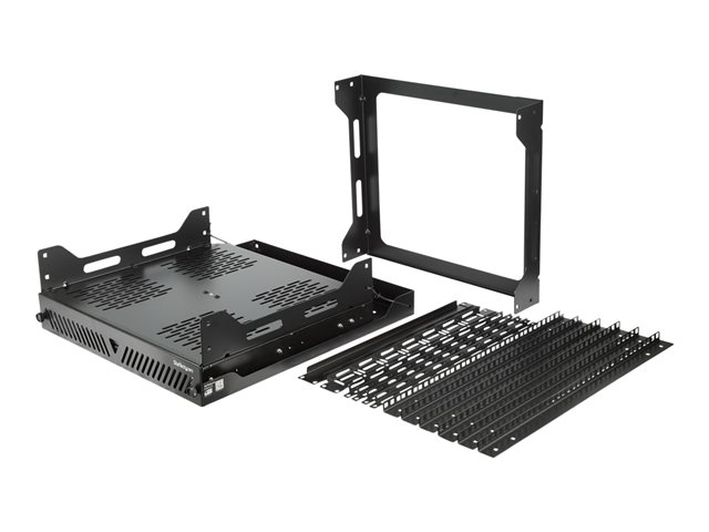 StarTech.com 12U Sliding Rotating Open Frame Network Rack, 4 Post AV /Data Rack, 16.7\" Deep Slide-Out IT Equipment Rack with Cable Management Pull Out/Pivoting Computer/Communications Rack - 12U Open Frame Rack (PORACK12U) - Rack open frame - floor m