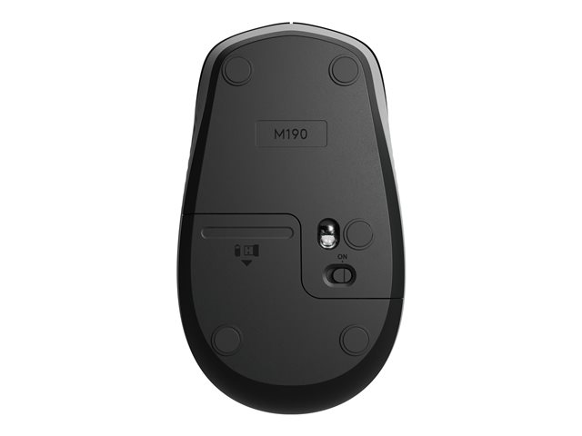 Logitech M190 - Mouse - optical - 3 buttons - wireless - USB wireless receiver - mid grey