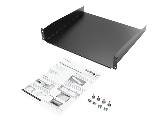 StarTech.com 2U Fixed Server Rack Mount Shelf, 16in Deep Steel Universal Cantilever Tray for 19\" AV/Data/Network Equipment Rack with Cage Nuts & Screws, 44lbs Weight Capacity, 60\" Deep - 2U Network Rack Shelf (CABSHELF) - Rack shelf - for P/N: RACK-18U-20-WALL-OA, RACK-21U-20-WALL-OA, RACK-24U-20-WALL-OA, RK12OD2, RK3236BKF