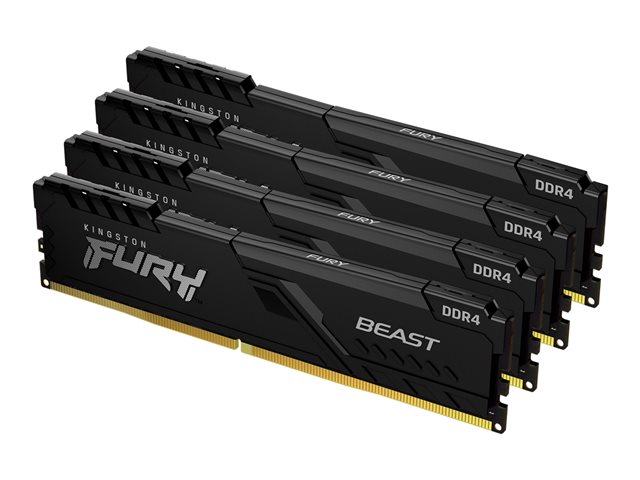 Kingston FURY Beast - DDR4 - kit - 32 GB: 4 x 8 GB - DIMM 288-pin - 3600 MHz / PC4-28800 - CL17 - 1.35 V - unbuffered - non-ECC - black