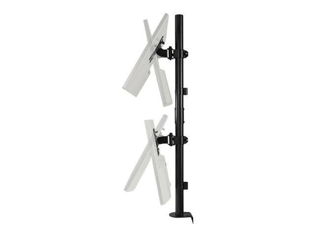 Kensington - Mounting kit (dual arm, C-clamp 10-88 mm, grommet mount 10-88 mm, pole, 2 VESA plates) - full-motion - for 2 flat panels - vertical stacking - steel - black - screen size: 13\"-32\" - desk-mountable