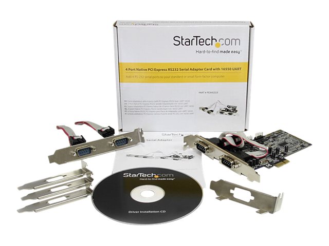 StarTech.com 4 Port Native PCI Express RS232 Serial Adapter Card with 16550 UART - Low Profile Serial Card (PEX4S553) - Serial adapter - PCIe 1.1 - RS-232 - 4 ports