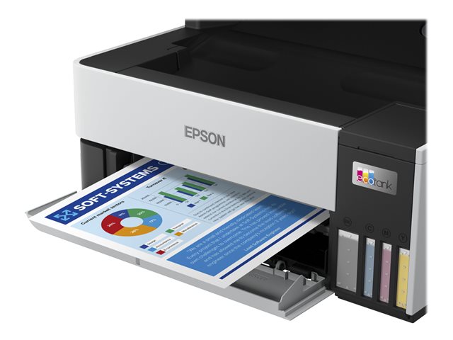 Epson EcoTank ET-5170 - Multifunction printer - colour - ink-jet - A4 (210 x 297 mm) (original) - A4/Legal (media) - up to 17 ppm (printing) - 250 sheets - 33.6 Kbps - USB, LAN, Wi-Fi