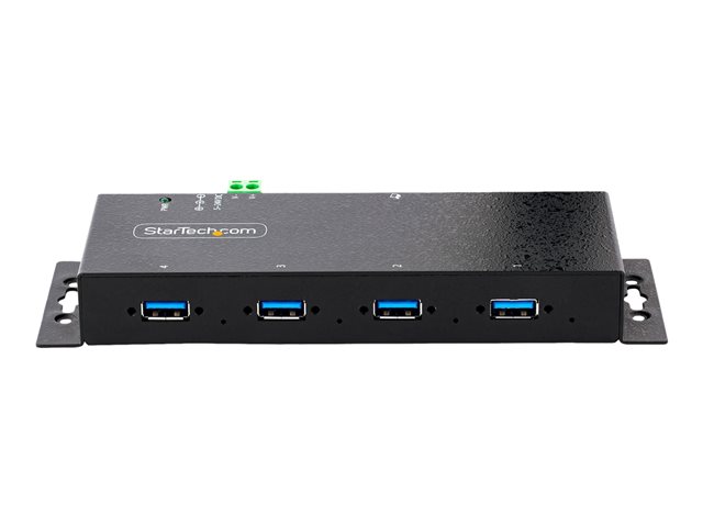 StarTech.com 4-Port Industrial USB 3.0 5Gbps Hub, Rugged USB Hub w/15kV Air/8kV Contact ESD and Surge Protection, DIN/Wall/Desk Mountable USB-A Hub, USB Expansion Hub with Locking Ports - Metal Construction (5G4AINDNP-USB-A-HUB) - Hub - industrial - 4 x USB 3.2 Gen 1 - desktop, DIN rail mountable, wall-mountable