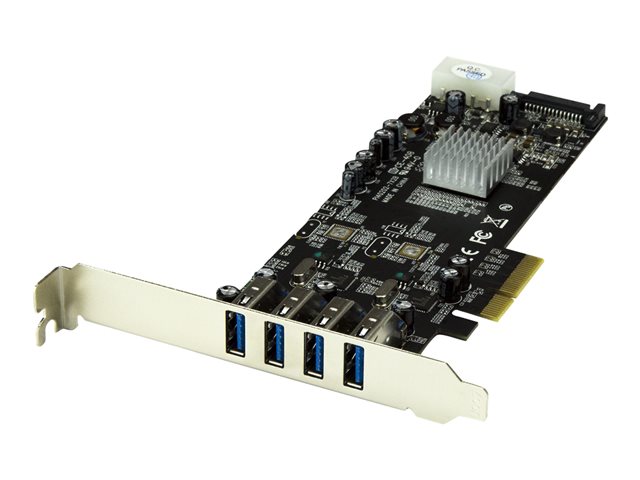 StarTech.com 4-Port USB 3.0 PCI Express Card Adapter - PCIe SuperSpeed USB 3.0 Expansion Card w/ 2 Dedicated 5Gbps Channels (PEXUSB3S42V) - USB adapter - PCIe x4 - USB 3.0 x 4 - for P/N: BNDTB10GI, BNDTB210GSFP, BNDTB310GNDP, BNDTB410GSFP, BNDTB4M2E1, BNDTBUSB3142