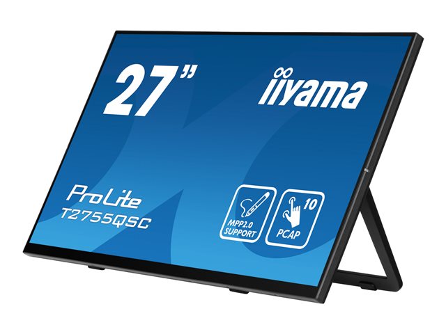 iiyama ProLite T2755QSC-B1 - LED monitor - 27\" - touchscreen - 2560 x 1440 WQHD @ 75 Hz - IPS - 400 cd/m² - 1000:1 - 5 ms - HDMI, DisplayPort - speakers - matte black
