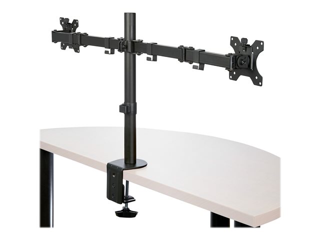 StarTech.com Desk Mount Dual Monitor Arm, Desk Clamp / Grommet VESA Monitor Mount for up to 32 inch Displays, Ergonomic Articulating Monitor Arm, Height Adjustable/Tilt/Swivel/Rotating - Space-saving Design (ARMDUAL2) - Mounting kit - adjustable arm - for 2 monitors - steel - black - screen size: 13\"-32\" - desk-mountable