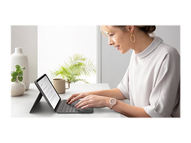 Logitech Folio Touch - Keyboard and folio case - with trackpad - backlit - Apple Smart connector - QWERTY - UK - oxford grey - for Apple 10.9-inch iPad Air (4th generation, 5th generation)