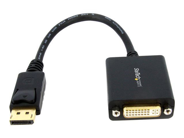 StarTech.com DisplayPort to DVI-D Adapter - 1920x1200 - Passive DVI Video Converter with Latching DP Connector (DP2DVI2) - DisplayPort adapter - DisplayPort (M) to DVI-I (F) - 15.2 cm - black - for P/N: DK30C2DPEPUE, DK30C2DPPD, DK30C2DPPDUE, DK31C3HDPD, DK31C3HDPDUE, MST14DP123DP