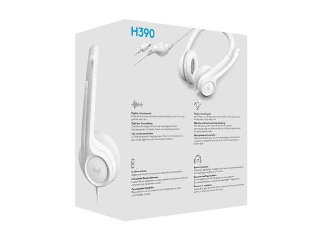 Logitech H390 - Headset - on-ear - wired - USB-A - off-white
