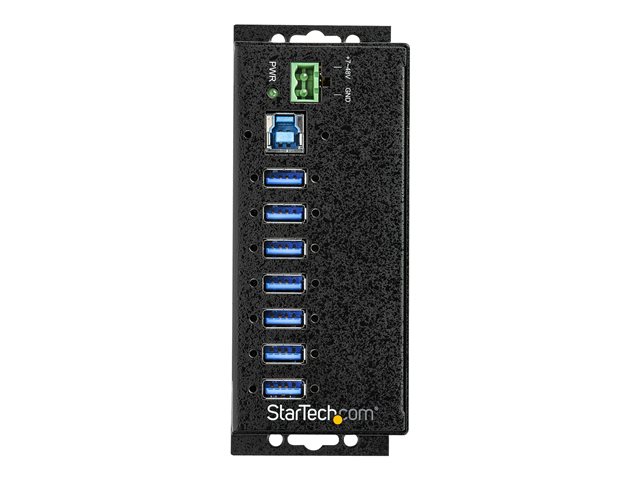 StarTech.com 7 Port USB Hub with Power Adapter, Surge Protection, Metal Industrial USB 3.0 Data Transfer Hub, Din Rail, Wall or Desk Mountable, High Speed USB 3.1/USB 3.2 Gen 1 5Gbps Hub - Windows/macOS/Linux (HB30A7AME) - Hub - 7 x USB 3.2 Gen 1 - DIN rail mountable, wall-mountable - TAA Compliant - for P/N: ITB20D3250