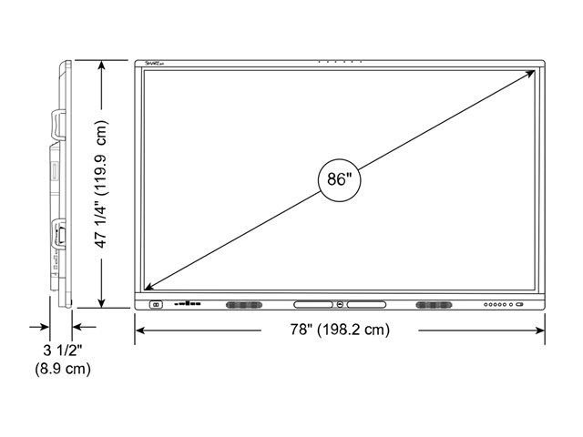 SMART Board MX286-V5 - 86\" Diagonal Class MX (V5) Series with iQ LED-backlit LCD display - interactive - with built-in interactive whiteboard, PC and touchscreen and 4-microphone array - 4K UHD (2160p) 3840 x 2160 - white