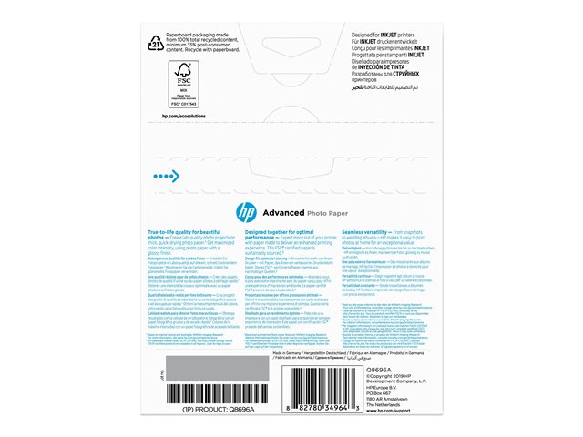 ADVANCED PHOTO PAPER GLOSSY 13X18CM 250GR 25 SHEETS