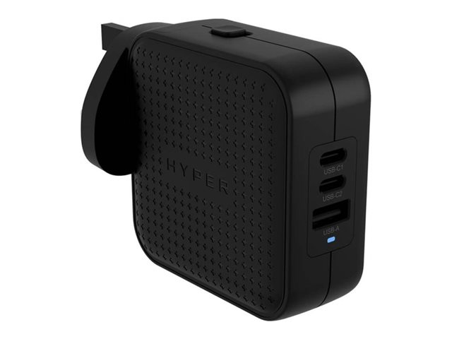 Targus HyperJuice - Power adapter - GaN - 70 Watt - Power Delivery 3.0 + PPS, Quick Charge 3.0 - 3 output connectors (2 x USB-C, USB) - black