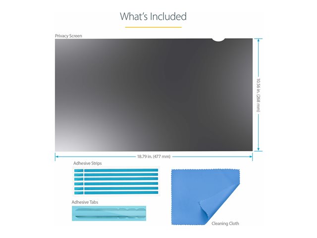 StarTech.com Monitor Privacy Screen for 21 inch PC Display, Computer Screen Security Filter, Blue Light Reducing Screen Protector Film, 16:9 Widescreen, Matte/Glossy, +/-30 Degree Viewing - Blue Light Filter - Display privacy filter - 21.5\" wide - transparent - TAA Compliant