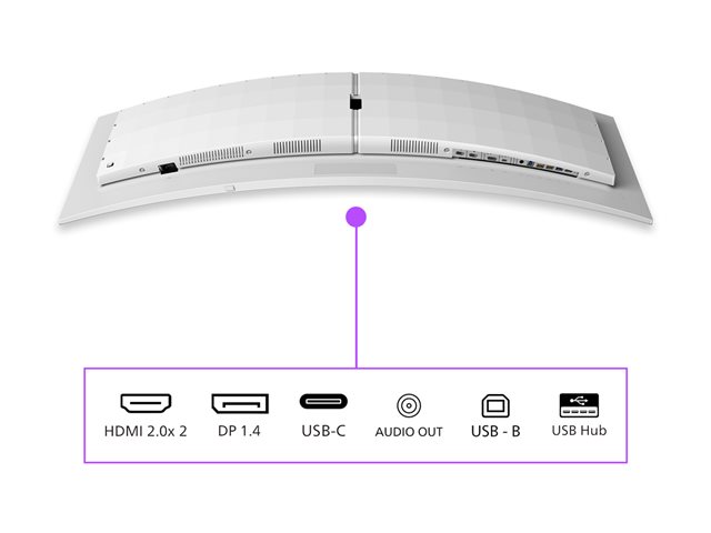 Philips Evnia 8000 49M2C8900L - OLED monitor - gaming - curved - 49\" (48.9\" viewable) - 5120 x 1440 Dual Quad HD @ 144 Hz - 1000 cd/m² - 1000000:1 - DisplayHDR 400 True Black - 0.03 ms - 2xHDMI, DisplayPort, USB-C - speakers with subwoofer - white