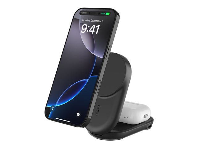 Belkin UltraCharge QI2 2-in-1 Foldable  Charging Stand 25W, Black