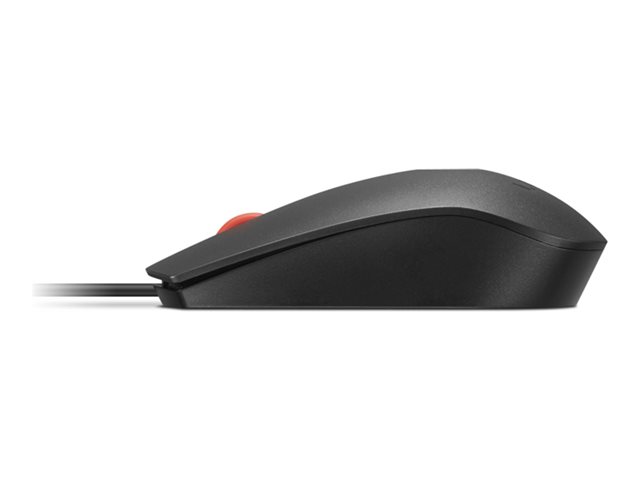 Lenovo - Mouse - optical - 3 buttons - wired - USB - black, red