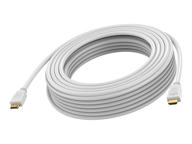 VISION Professional installation-grade HDMI cable - LIFETIME WARRANTY - 8K @ 60 Hz - HDMI version 2.1 - 48 Gbps - double shielded - gold plated connectors - HDMI (M) to HDMI (M) - outer diameter 8.7 mm - 26 AWG - 15 m - white
