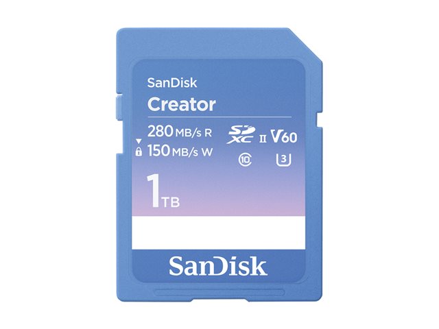 SanDisk Creator - Flash memory card - 1 TB - Video Class V60 / UHS-II U3 / Class10 - SDXC UHS-II