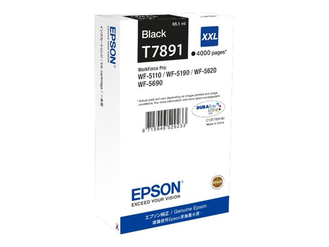 Epson T7891 - 65.1 ml - XXL size - black - original - print cartridge - for WorkForce Pro WF-5110DW, WF-5190DW, WF-5190DW BAM, WF-5620DWF, WF-5690DWF, WF-5690DWF BAM