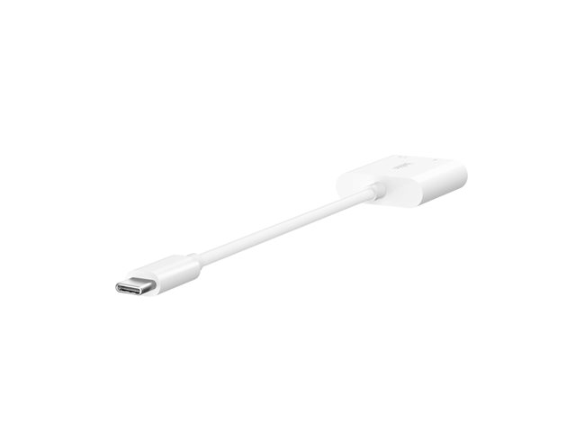 Belkin RockStar - USB-C to headphone jack / charging adapter - 24 pin USB-C male to 24 pin USB-C, mini jack female - USB Power Delivery (60W)