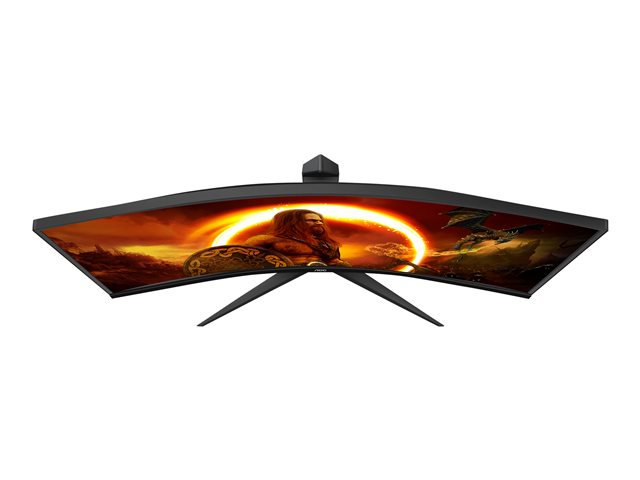 AOC Gaming CU34G2X/BK - G2 Series - LED monitor - gaming - curved - 34" (34" viewable) - 3440 x 1440 WQHD @ 144 Hz - VA - 300 cd/m² - 3000:1 - 1 ms - 2xHDMI, DisplayPort - textured black, textured red