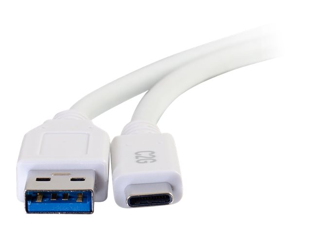 C2G 10ft USB C 3.0 to USB Cable - USB C to USB A - M/M - USB-kabel - USB type A (M) naar 24 pin USB-C (M) - USB 3.1 - 30 V - 3 A - 3.05 cm - wit