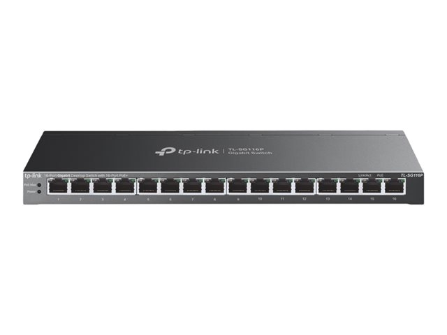 TP-Link TL-SG116P V1 - Switch - unmanaged - 16 x 10/100/1000 (PoE+) - desktop - PoE+ (120 W)