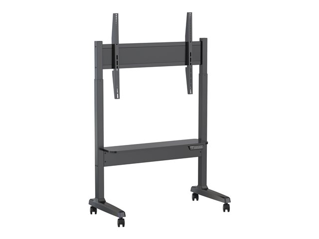 Display floor stand trolley - motorised - steel cart fits display 40 to 86\" with VESA sizes up to 800 x 600 - motorised height adjustment 400 mm - no tilt adjustment - wide bottom shelf - locking wheels - SWL 60 kg - black