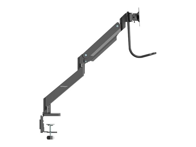 StarTech.com Desk Mount Dual Monitor Arm, Ergonomic Dual Monitor VESA Mount for 32\" 17.6lbs (8kg) Displays, Crossbar Handle for Synchronized Full Motion, Height Adjustable, C-Clamp/Grommet - Small Footprint Design (ARMSLMBARDUO) - Mounting kit - adjustable arm - for 2 monitors - heavy duty steel - black - screen size: 17\"-32\" - desk-mountable