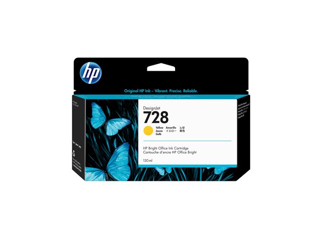 HP 728 - 130 ml - yellow - original - DesignJet - ink cartridge - for DesignJet T730, T830