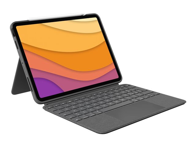 Logitech Combo Touch - Keyboard and folio case - with trackpad - backlit - Apple Smart connector - QWERTY - Italian - oxford grey - for Apple 10.9-inch iPad Air (4th generation, 5th generation)