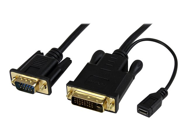 StarTech.com 6 ft DVI to VGA Active Converter Cable - DVI-D to VGA Adapter - Digital DVI to Analog VGA w/ built-in 6ft Cable - 1920x1200 (DVI2VGAMM6) - Video converter - DVI - VGA - black