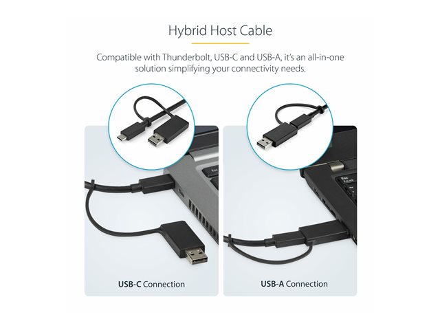 StarTech.com USB-C & USB-A Dock, Hybrid Universal Laptop Docking Station with Dual Monitor Display 4K 60Hz HDMI & DisplayPort, 60W Power Delivery, Gigabit Ethernet, Windows, Mac Chrome - 4K USB Type-C Dock (DK30C2DPPDUE) - Docking station - USB-C - 2 x HDMI, 2 x DP - 1GbE