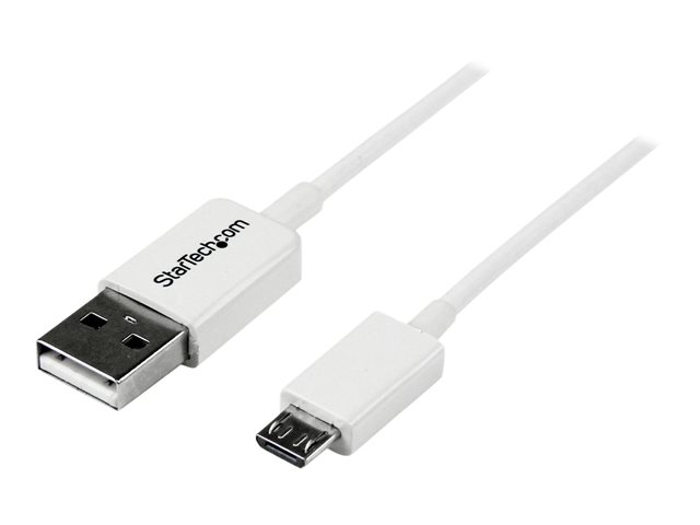 0.5M WHITE MICRO USB CABLE CORD - A TO MICRO B - MICRO USB CHARGING DATA CABLE - USB 2.0 - 1X USB A MALE 1X USB MICRO B MALE