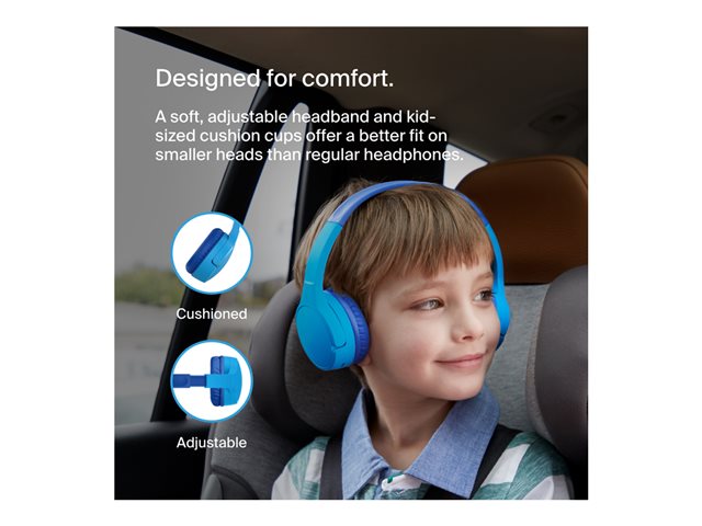 Belkin SoundForm Mini - Headphones with mic - on-ear - Bluetooth - wireless, wired - 3.5 mm jack - blue