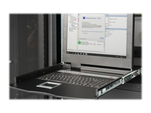 MODULARIZED 43 2CM (17in) TFT CONSOLE WITH 8 PORT CAT 5 KVM US KEYBOARD RAL 9005 BLACK