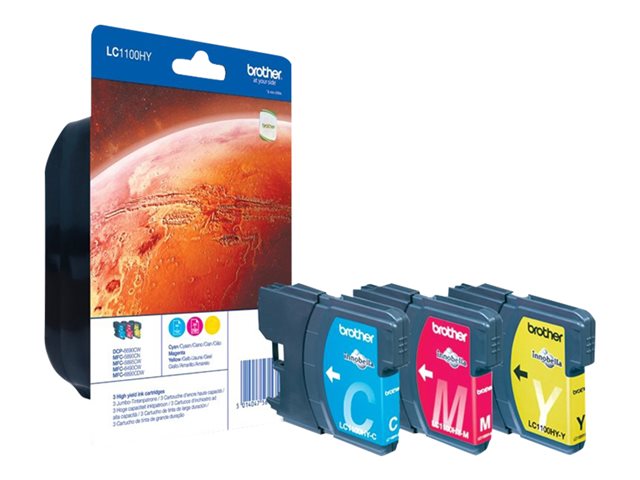Brother LC1100HYRBWBP - High capacity - yellow, cyan, magenta - original - blister - ink cartridge - for Brother DCP-6690CW